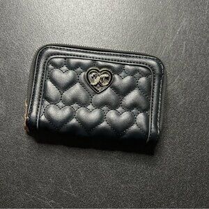 Juicy Couture Black Heart Double Zip Around Wallet